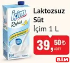 İÇİM LAKTOZSUZ SÜT 1 L
